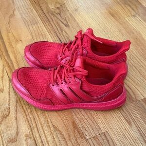 Adidas Ultraboost knit and leather red sneakers